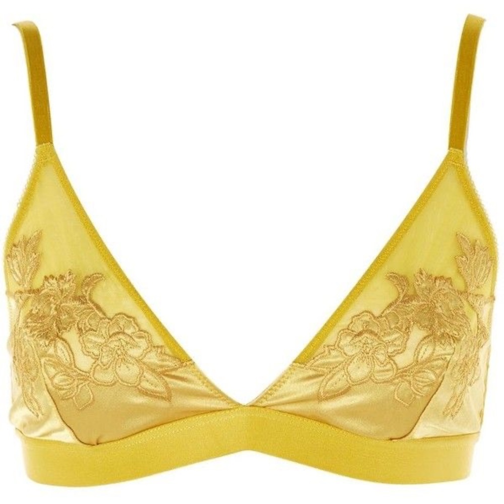 NWT| TopShop Satin Triangle Bra|Size 2 |Yellow